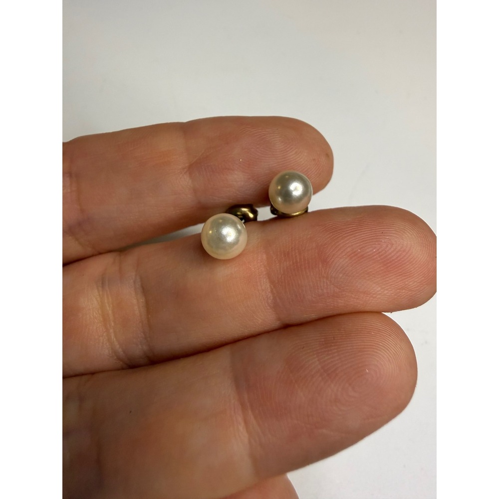 Classic Cream Faux Pearl Stud Earrings Round 6mm Post Back Minimalist Jewelry